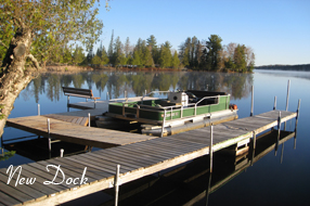 Image of the New Dock by the Executive Home at Angler's Isle Northwoods Resort.
